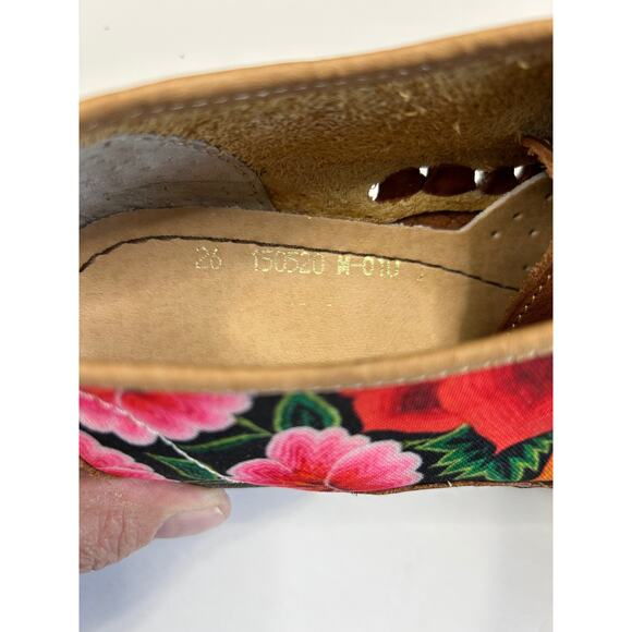 Handmade Mexico Leather Floral Huarache Shoes Women's Size 10 - Picture 7 of 10
